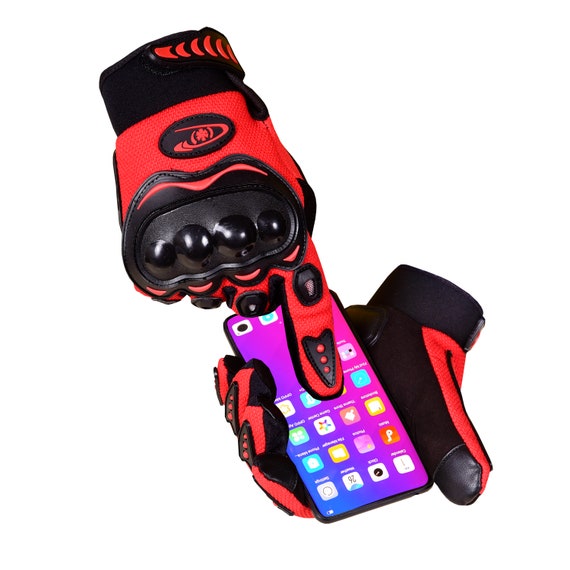 Men Motorcycle Gloves- Tactical Touchscreen Biker Gloves (Red)