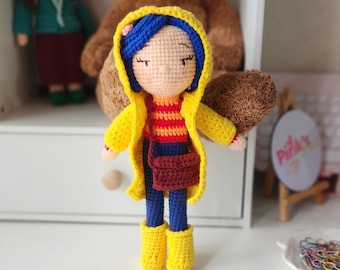 Blue haired amigurumi doll PDF pattern