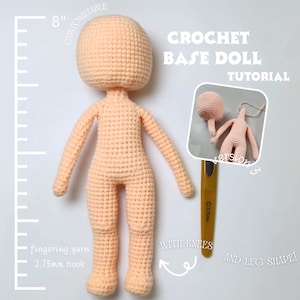 No sew Amigurumi Base doll crochet doll pattern v5 with 2 head pattern variation image 1