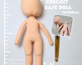 No sew Amigurumi Base doll crochet doll pattern v5 with 2 head pattern variation