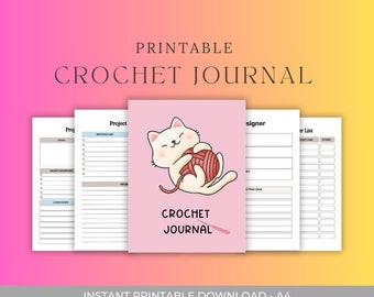 Kawaii cat Crochet journal, project tracker, and planner