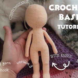 No sew Amigurumi Base doll crochet doll pattern v5 with 2 head pattern variation image 4