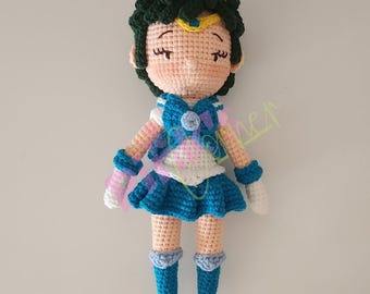 Anime mercury amigurumi doll - crochet kawaii doll