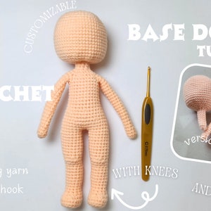 No sew Amigurumi Base doll crochet doll pattern v5 with 2 head pattern variation image 3