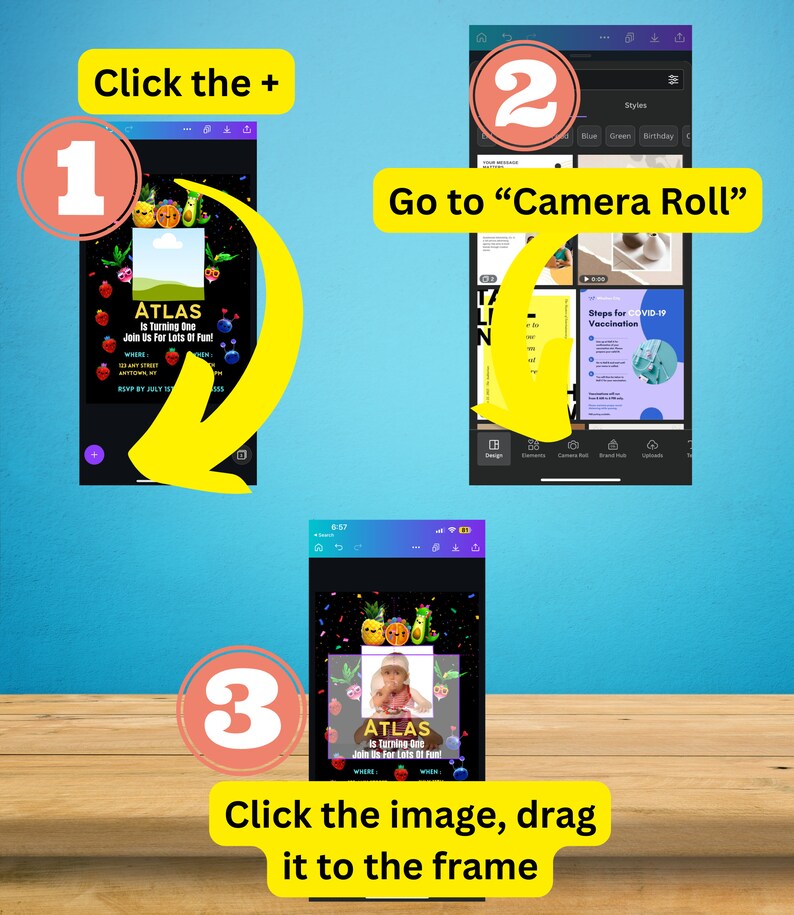 Dancing Fruit First Birthday Invitation Party Invitation Simple and