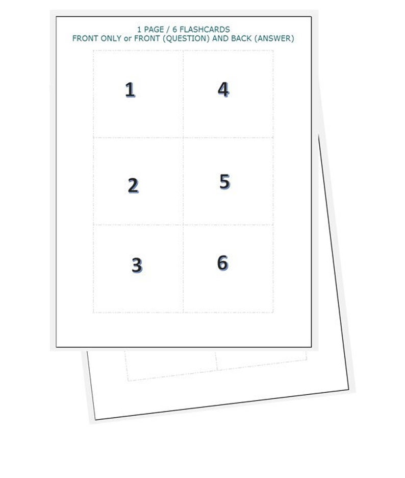 Printable and Fillable Easy 6 Flashcard Template Etsy