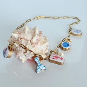 Handmade Polymer Clay Necklace - Coastal Handmade Charm Necklace - Paperclip Charm Necklace