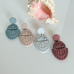Handmade Polymer Clay Earrings - Sea Shell Statement Earrings - Coastal Inspired Dangles - Sea Inspired Earrings