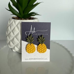 Handmade Polymer Clay Earrings - Fruit Inspired Earrings - Pineapple Earrings - Tropical Pineapple Dangle Earrings