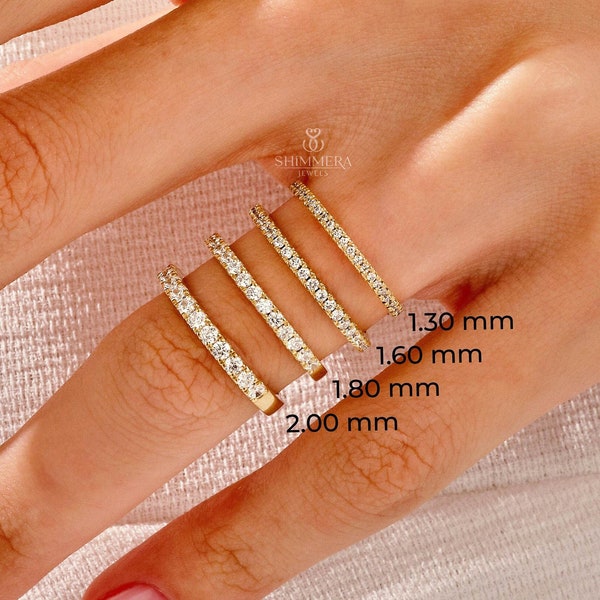 Half Eternity Moissanite Wedding Band / 14k Solid Gold Eternity Rings for Women / Matching Eternity Band / Stacking Bridal Ring Set