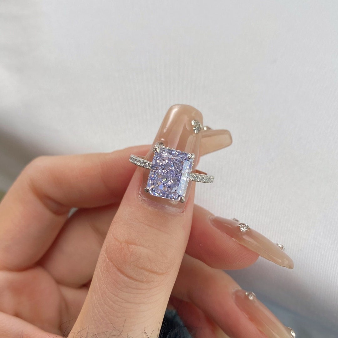 4CT Radiant Cut Hidden Halo14k Gold Engagement Ring Radiant Shaped ...