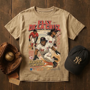Camiseta vintage de Elly De La Cruz de los 90, camiseta gráfica de la MLB, arte realista de anime de béisbol de los Cincinnati Reds, sudadera de coleccionista de Speed Demon