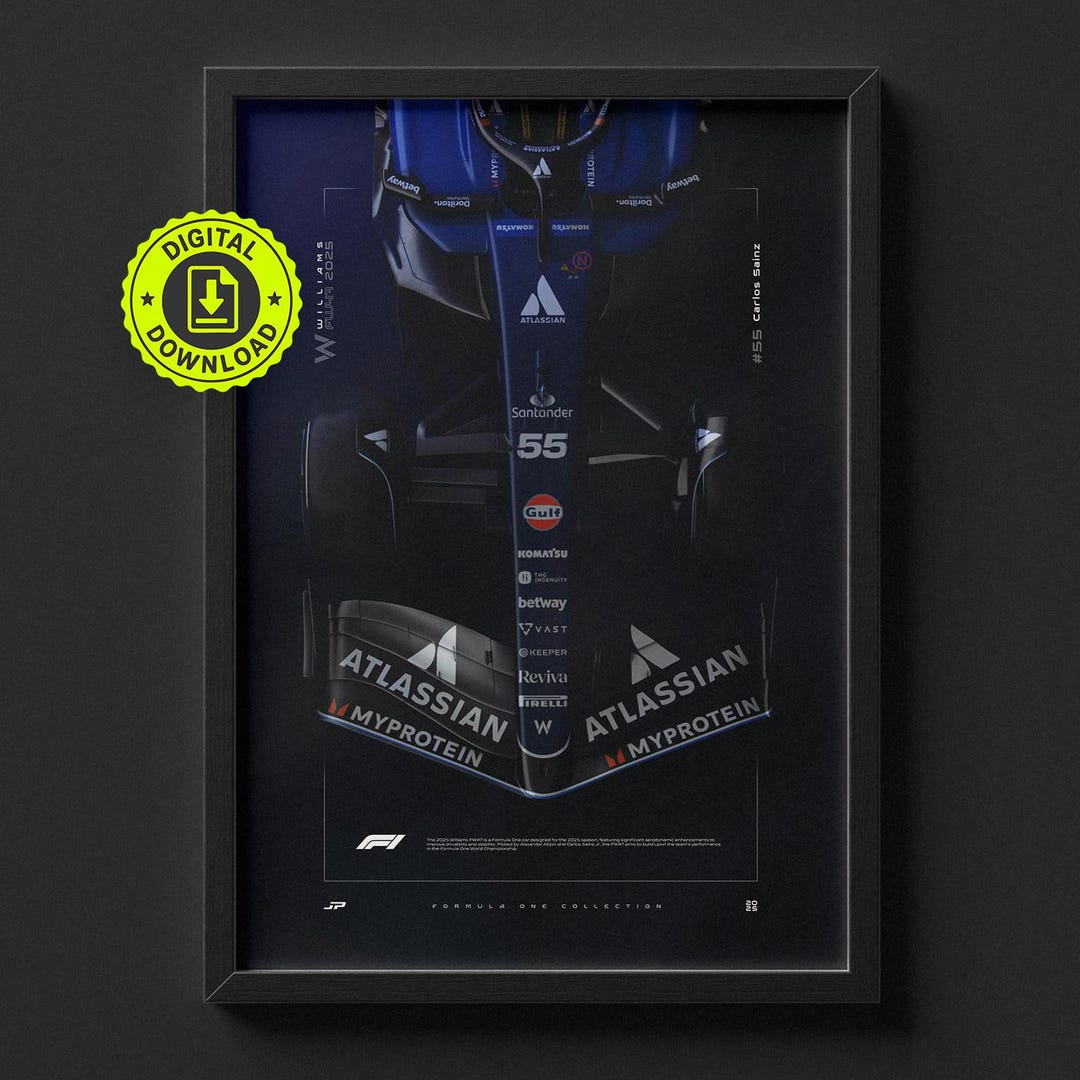 Poster Williams FW47 F1 2025 – Affiche Art Pop, Cadeau Fan Carlos Sainz / Alex Albon