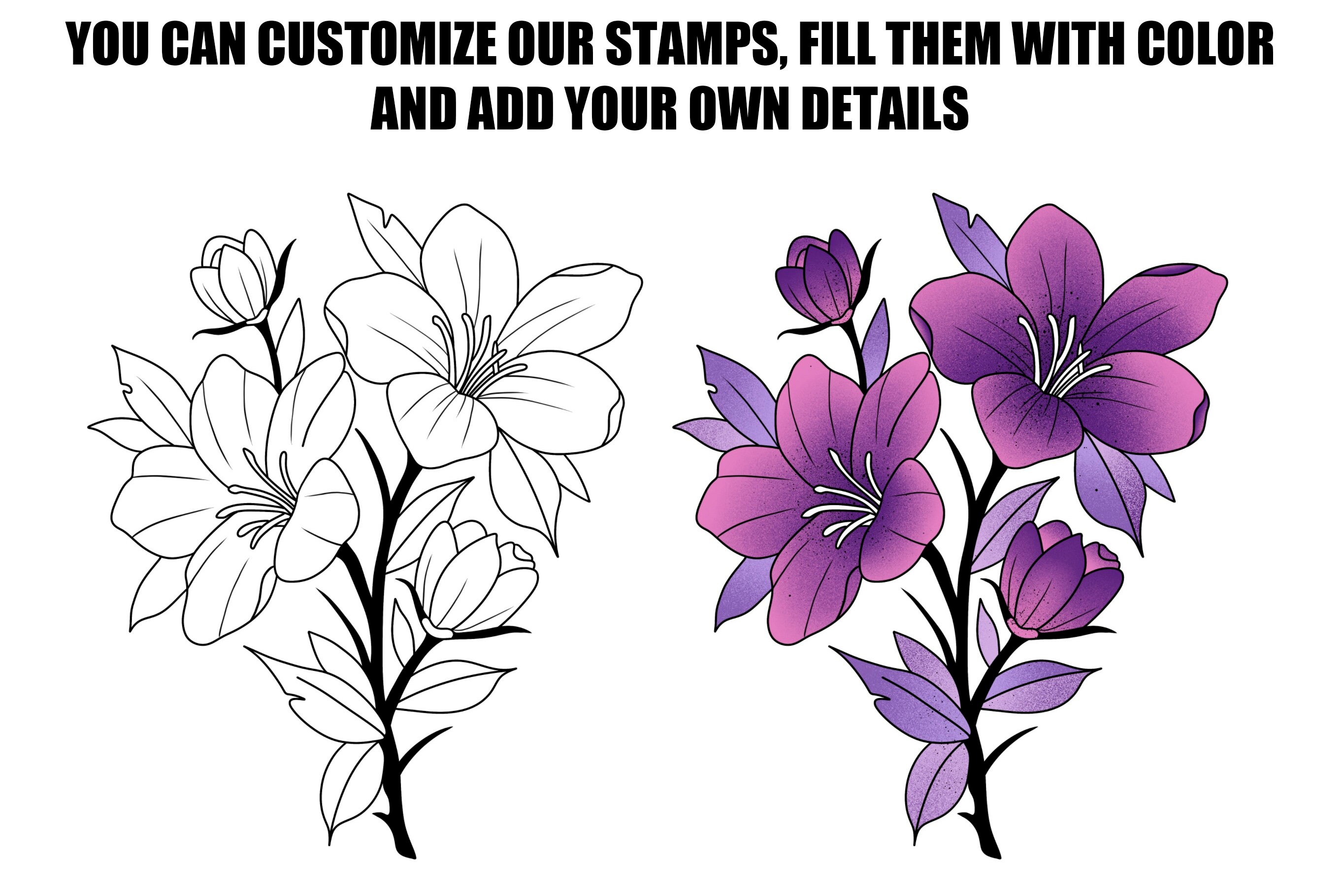 Flower Stamp Brushes for Procreate, Floral Stamps, Flower Stamps ...