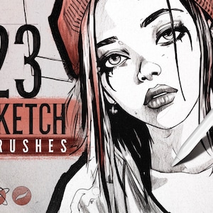 23 Sketch Brushes For Procreate, Pen brush, Pencil Procreate, Sketching iPad Brush, Stipple Brushes, Liner Brush, Procreate Brushes zdjęcie 1