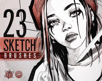 23 Sketch Brushes For Procreate, Pen brush, Pencil Procreate, Sketching iPad Brush, Stipple Brushes, Liner Brush, Procreate Brushes