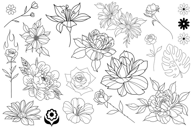 Flower Stamp Brushes for Procreate, Floral Stamps, Flower Stamps ...