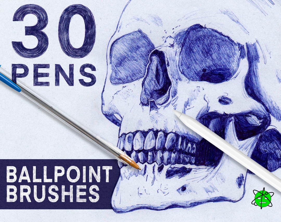 30 Highquality Ballpoint Pen Procreate Brushes With 3 Bonus Etsy