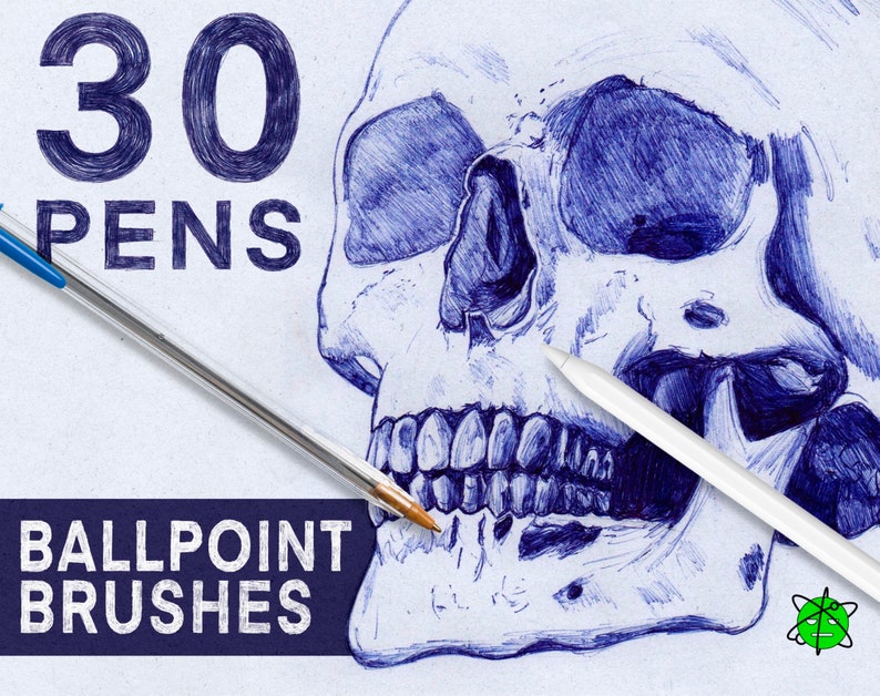 30 Highquality Ballpoint Pen Procreate Brushes With 3 Bonus Etsy