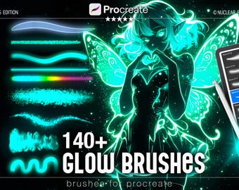 140+ Glow Brushes For Procreate | Light Brush Pack, Procreate Shine Neon Effect, Shimmer Glowing Bundle for iPad | Commercial Use