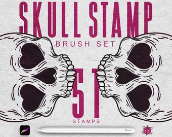 Procreate Skull Stamps, Tattoo Skull Stamps For Procreate, 51 Skull Procreate Stamps, Procreate Skull Stamp Set, Procreate Skull Brushes