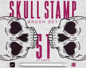 Procreate Skull Stempel, Tattoo Skull Stempel für Procreate, 51 Skull Procreate Stempel, Procreate Skull Stempelset, Procreate Skull Brushes