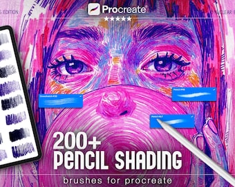 200+ Pencil Shading Procreate Brushes - Sketch, Crosshatch & Graphite Mega Set Digital Color Pencil Brushes For iPad