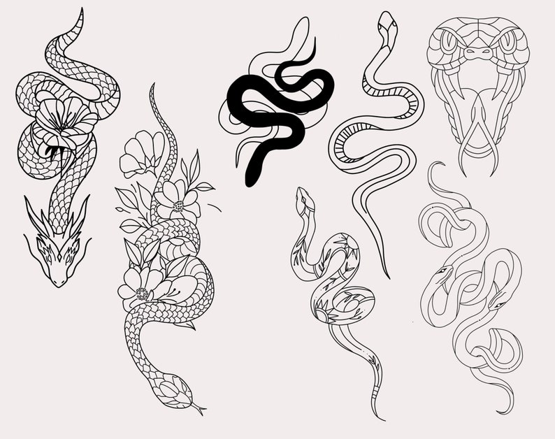 30 Snake Procreate Stamps, Procreate Snake Brushes, Procreate Snake Tattoo Stamps, Hand Drawn Procreate Brushes, Procreate, Snake, Tattoo image 6