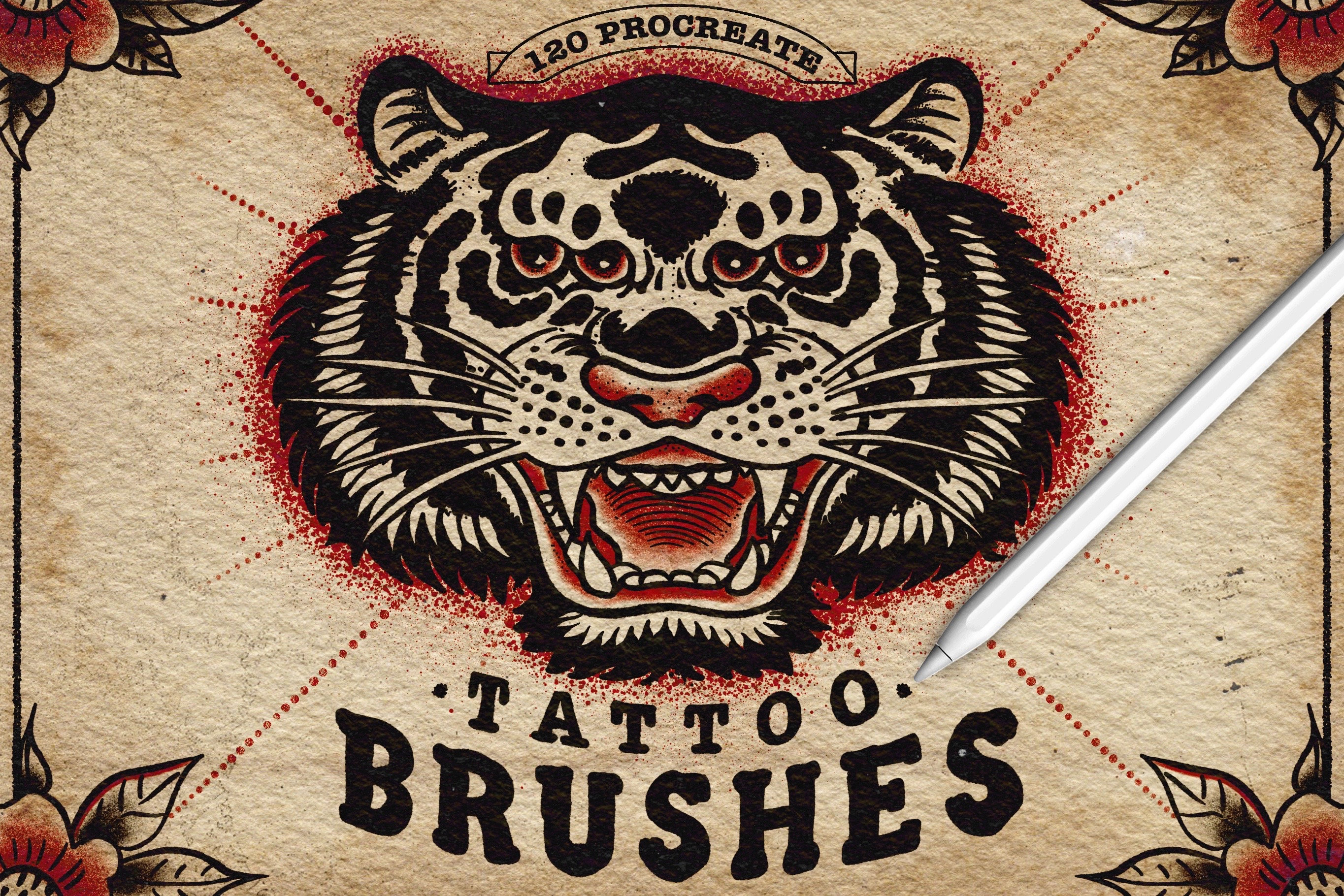120 pinceles de tatuaje para Procreate – Linework, stipple shading, traditional y filler