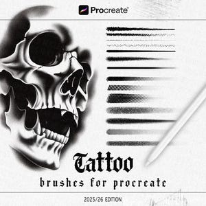 158 pinceaux de tatouage Procreate + pack bonus - doublures, shaders, pointillés, ombrages à la broche, textures de papier