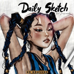 80 Daily Sketch Procreate Brushes, Lineart and Color Brush Pack for Procreate, Drawing and Sketch Procreate, Sketching Digital iPad Brushes