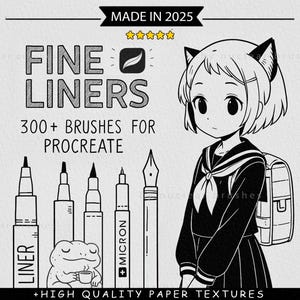 300+ Fine Liner Brush Set for Procreate, Micron Procreate Brushes, Stipple Brushes, Line Art Proceate Brush Set, Inking Brushes and Lineart