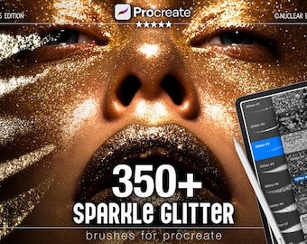350+ Sparkle Glitter Brushes for Procreate | Shimmer Glow Makeup Brushes, Sparkly Confetti & Diamond Textures for iPad