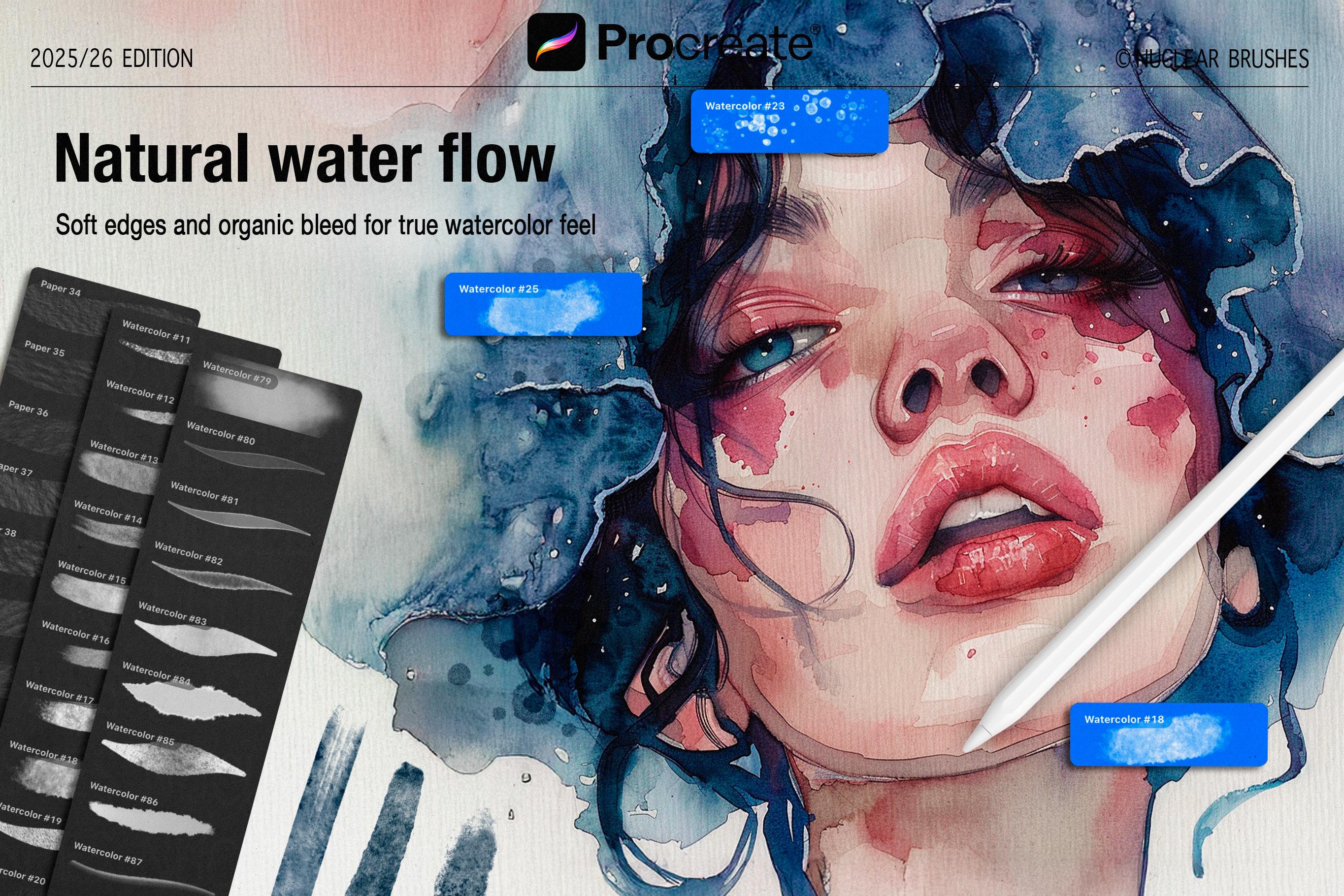 600+ Watercolor Procreate Brushes Mega Bundle | Realistic Watercolor ...