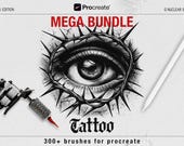 Procreate Tattoo Brushes Mega Bundle, Stipple Shading Brush Set, Dotwork, Fine Line Tattoo Procreate Brushes, Paper Textures