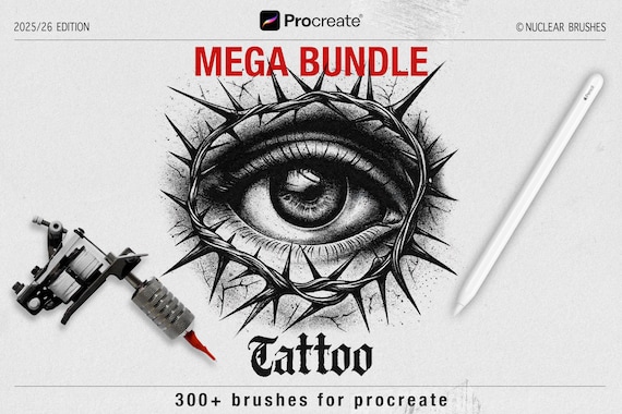 Procreate Tattoo Brushes Mega Bundle, Stipple Shading Brush Set, Dotwork, Fine Line Tattoo Procreate Brushes, Paper Textures