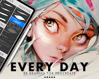 58+ Everyday Drawing Brushes For Procreate, Inking Procreate Brushes, Procreate Shading Brushes, Doodle Brushes For Procreate, Paper Texture