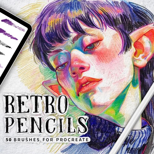 Retro Pencil Procreate Brushes with Real Texture