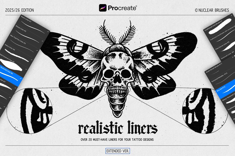 150+ Procreate Tattoo Brushes - Neo Traditional Liners, Shaders ...