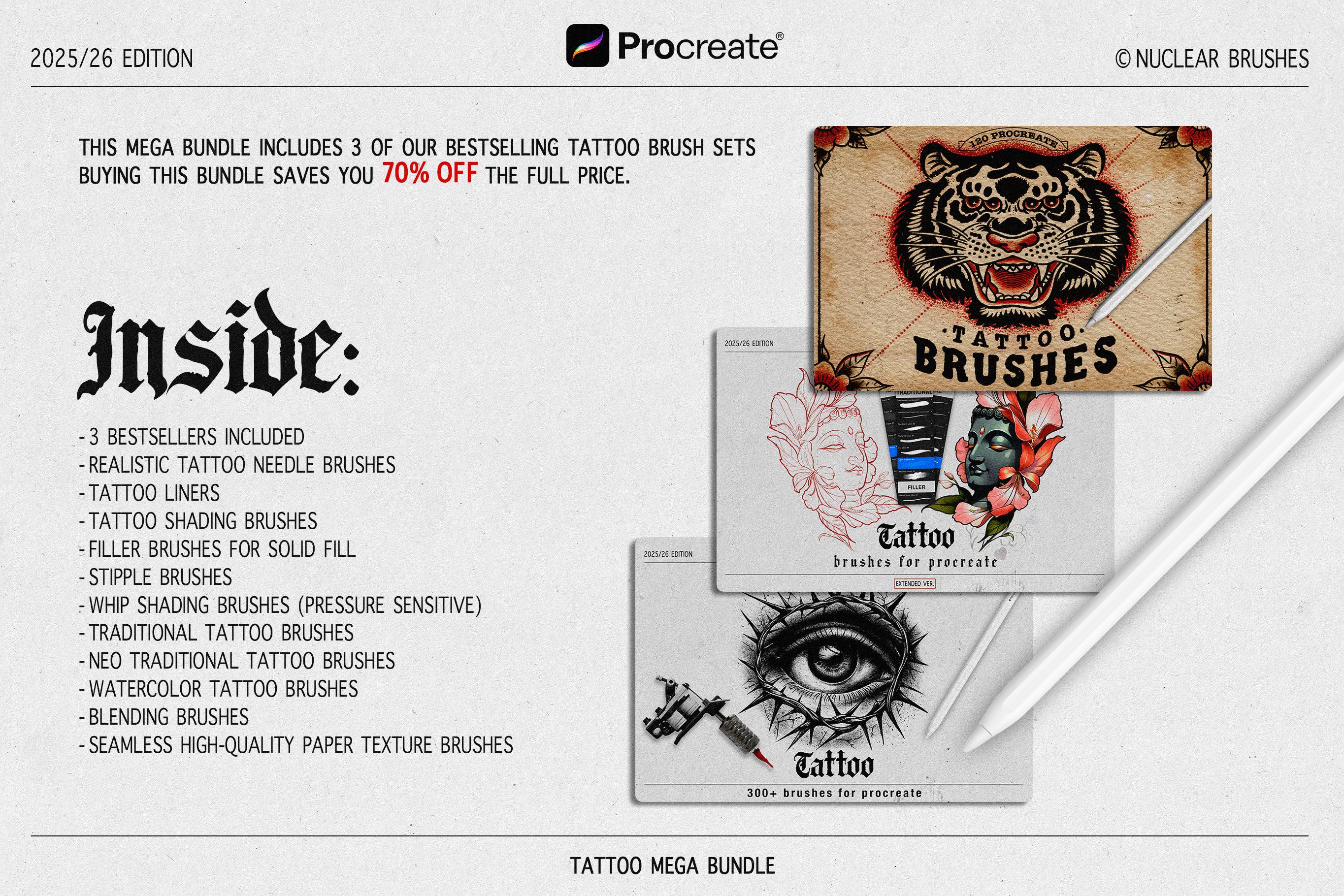 550+ Tattoo Procreate Brushes Mega Bundle - Stipple Shading ...