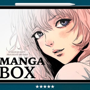 Caja de manga para Procreate, 30 pinceles de manga Procreate, pinceles de anime, pinceles de medios tonos, pinceles delineadores de Procreate, sombreador de manga, Anime Procreate