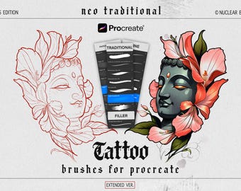150+ Procreate Tattoo Brushes - Neo Traditional Liners, Shaders, Stipple & Paper Textures + Bonus Pack