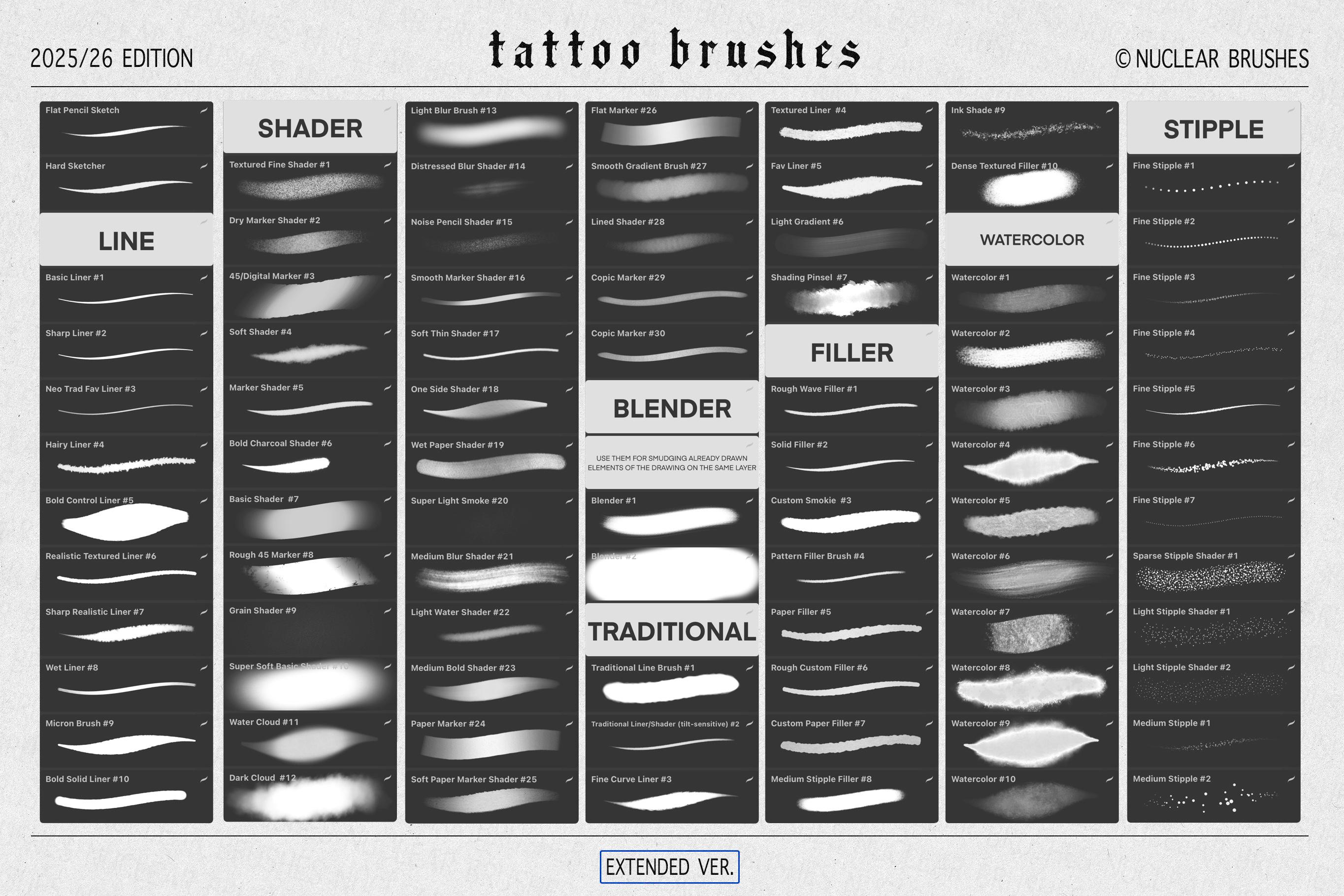 Procreate Tattoo Brushes Mega Bundle, Stipple Shading Brush Set ...