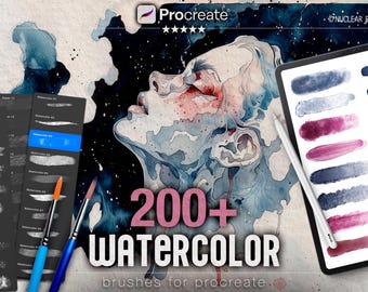 200+ Watercolor Brushes for Procreate | Realistic Paper Textures & Blenders