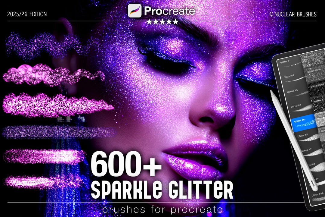 Glitter Sparkle Shimmer Procreate Brushes Mega Bundle | 600+ Sparkly ...