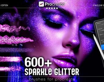 Glitter Sparkle Shimmer Procreate Brushes Mega Bundle | 600+ Sparkly Glitter Brushes, Shimmer Textures for iPad, Makeup Brushes Procreate