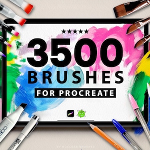 3500+ Procreate-borstels Megabundel, aquarel, inkt, potlood, schets, tattoo Procreate Pinsel, pixelpenselenset voor iPad Tekenen, papier