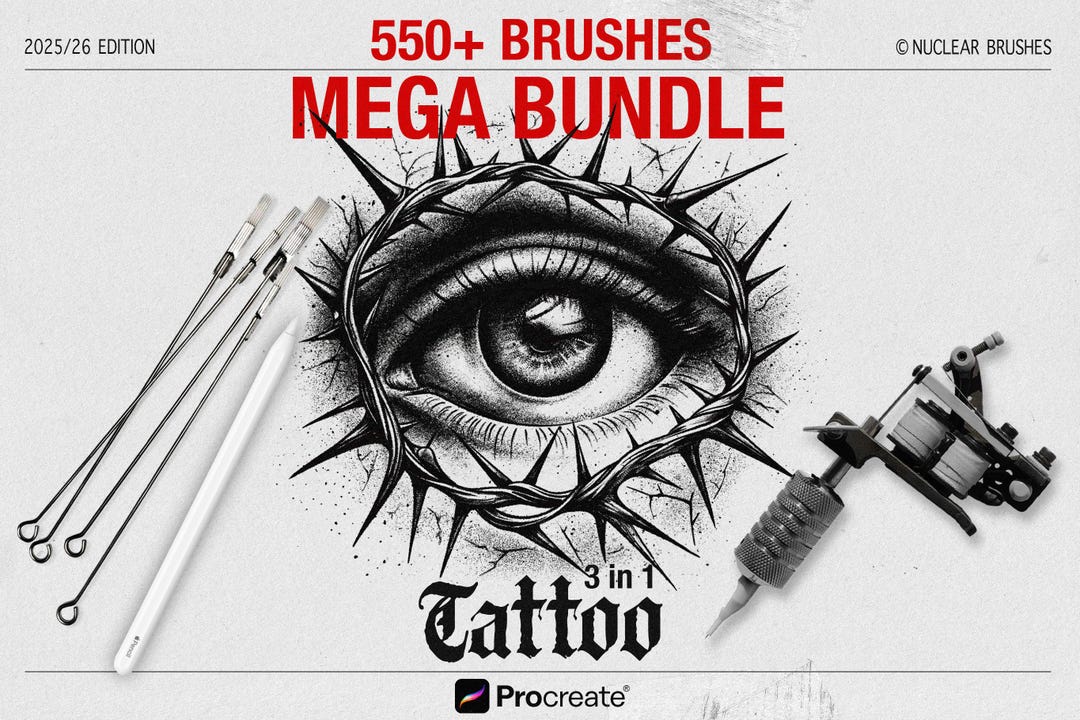 550+ Tattoo Procreate Brushes Mega Bundle - Stipple Shading ...