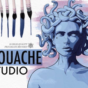 Gouache Studio For Procreate, Realistic Gouache Brushes, Procreate Brushes, Painting Brushes, Procreate Painting Brush, Watercolor Brushes,