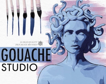 Gouache Studio For Procreate, Realistic Gouache Brushes, Procreate Brushes, Painting Brushes, Procreate Painting Brush, Watercolor Brushes,